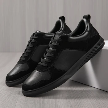 Новата Луксозна Марка на Мъжки Обувки, Черни Обувки На равна подметка От Естествена Кожа За Мъже, Популярна Ежедневни Обувки За Възрастни, Удобни Обувки За ходене За Мъже