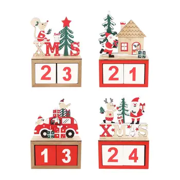 Декор на Коледните Адвент-календар Дървени блокове за десктоп спални