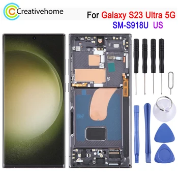 OLED LCD екран за Samsung Galaxy S23 Ultra 5G SM-S918U американския съобщение, на Дисплея на телефона и цифров преобразувател в Пълно сглобяване на Заменени с Рамка
