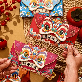 4ШТ 2024 Китайската Нова Година Червени Пликове Карикатура Годината на Дракона Пролетния Фестивал Хунбао Парични Джобове Щастливите Сватбени Пакети