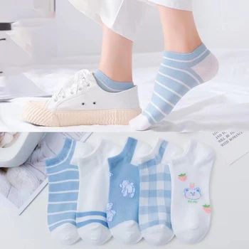 10 Чифта Женски чорапи с ниска тапицерия, Модерен мозайка, Высокоэластичный дизайн, Дамски чорапи-лодки, Ежедневни чорапи