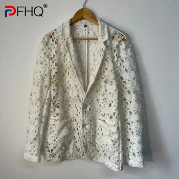 PFHQ Модерен завързана дизайн с бродерия, мъжки костюми, палта, висококачествени, индивидуално, елегантни есенни блейзери, якета 21F1818