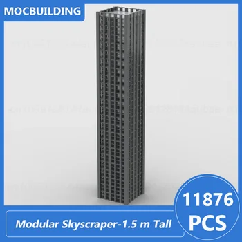 Модулна небостъргач-1,5 м височина, Пълна монтаж на Moc блокове, Изграждане на тухли, Колекция от архитектурни дисплеи, Коледни Играчки, Подаръци 11876 бр.