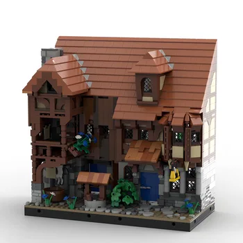 Серия Medieval Street View MOC Creative House Building Block Model Средновековен Обущар Модел магазин направи си САМ Монтаж на Детска Играчка за подарък