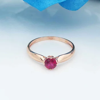 585 лилаво 14к златно покритие розово злато с инкрустиран кръгли червени кристални пръстени за жени, лъскави луксозни леки елегантни бижута високо качество