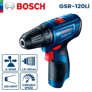 Bosch GSR120-Li Електрическа Бормашина 12V 30Nm Професионална Безжична Електрическа Отверка Многофункционална Шок на Водача Сам Електроинструменти