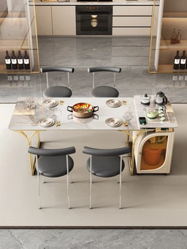Маса за хранене, вградени домакински сметана обърната маса модерен минималистичен ресторант с малък размер