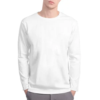 B6818 Съвсем Нови Мъжки Ризи с дълъг ръкав от 100% Памук, Однотонная мъжка тениска С кръгло деколте, Мъжки Тениски, Блузи, Тениски За мъжки дрехи