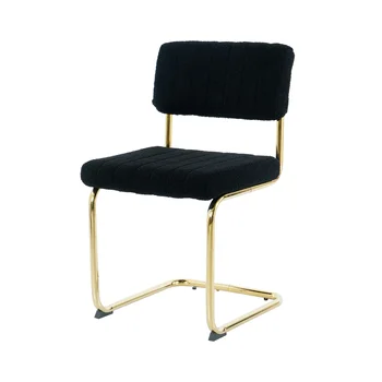 Модерен прост лек луксозен кът черен стол за домашно спални, стол с облегалка, тоалетка, стол, студентски писмен стол, златни метални крака (комплект от 4