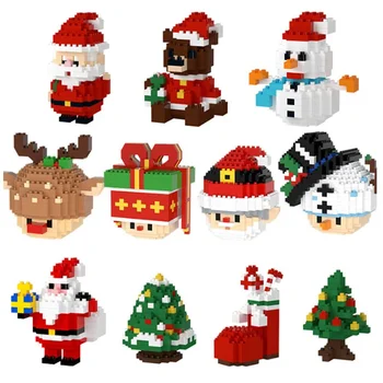 Мини Блокове Коледа Дядо Коледа Модел Микро Тухли Блок Играчка За Деца Снежен Човек Е Детска Играчка, Коледен Подарък