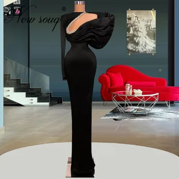 Съвременните 3 Дизайн Черни Вечерни рокли на Русалка Елегантни Дълги Рокли За Абитуриентски бал С Перли Рокля За Червения пътеки Дубай Вечерни Рокли 2022 Vestido