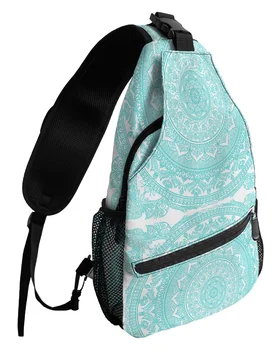 Чанти на гърдите в стил бохо с цветя модел в стил мандала в ретро стил за жени и мъже, водоустойчиви торбички-незабавни посланици, пътна спортна чанта през рамо с едно рамо