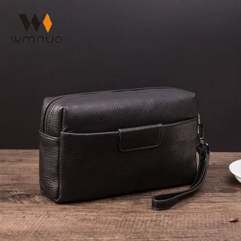 Мъжка чанта Wmnuo от естествена телешка кожа, Корейски клатчи за мъже, автентичен луксозна марка, чантата, клатч, Битумен чанта