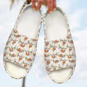 Сладък cartoony Ленивец, виси на дървото, Дамски чехли, Плажен курорт в Хавай, Улични сандали, домашни обувки с противоскользящим миризма.