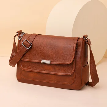 Дамска чанта за през рамо в ретро стил, с луксозна дизайнерска чанта от мека изкуствена кожа, дамски чанти-месинджър, Дамски чанти голям капацитет, новост