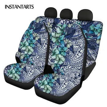Седалките за столчета за автомобил Полинезийски тотем с цветя Универсален набор от 4шт Покривала за предните и задните столчета за автомобил Вътре Здрав, лесно моющийся
