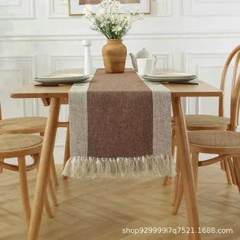 Доставка модерен настолен хартата, маса за хранене, изработени от памук и лен, чаено маса с ресни, настолен подложка, декор за дома на дългия плот