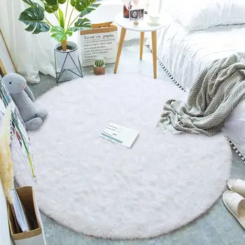 Кръгли пухкави плюшени килимчета, плюшени wooly килим, сладък кръгла подложка за детска стая, Детска спалня, хол, килим за дома