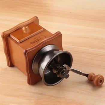 Кафемелачка дървени ръчна кафемелачка ръчно мини-мелница за подправки в ретро стил от неръждаема стомана с керамични