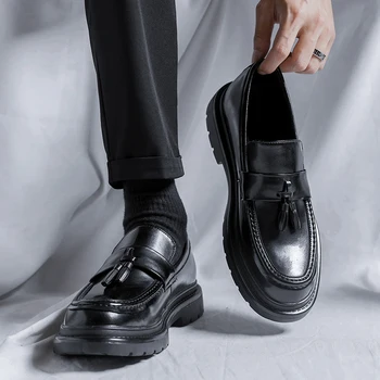 Италиански модел кожени обувки кожени обувки lefse мъжки официалната мъжки обувки офис 2023 вечерни луксозни оксфордские обувки от лачена кожа