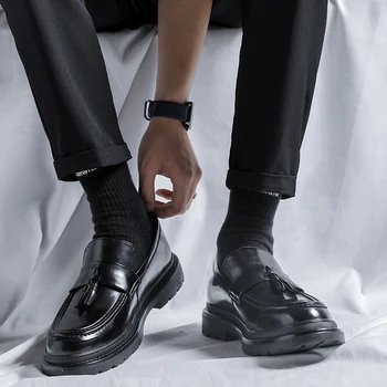 Италиански модел кожени обувки кожени обувки lefse мъжки официалната мъжки обувки офис 2023 вечерни луксозни оксфордские обувки от лачена кожа