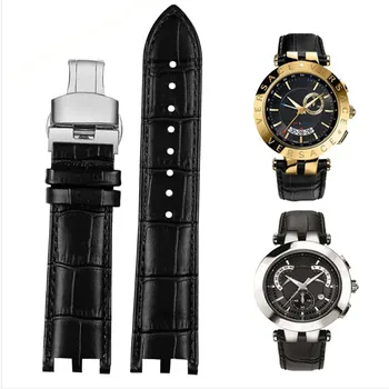Каишка за часовник Versace серия V-RACECHRONO GMT с двойно вдлъбнати, изпъкнали интерфейс, аксесоари за часовници от естествена кожа, каишка 22 мм
