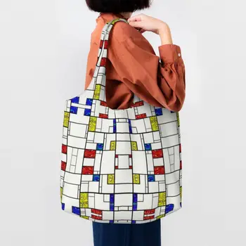 Кошмарен арт Стил, чанта за пазаруване, Дамски скъпа холщовая чанта за покупки от Piet Mondrian, чанта за пазаруване с голям капацитет