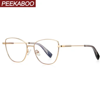 Peekaboo метални рамки за очила модерен дамски обувки карамел цвят котешко око очила против синя светлина женски златни черно високо качество на лидер в продажбите