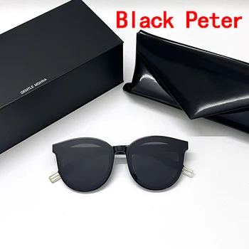 Реколта Модни корейски Слънчеви очила pop star Black peter За жени И мъже, Кръгли Ацетатные Поляризирани Слънчеви очила с UV400 С оригиналната кутия
