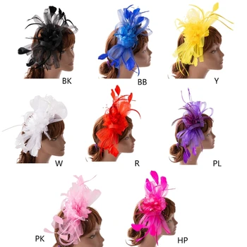 Превръзка на главата за момичета, държач за коса за cosplay, парти, карнавал, лента за коса с цветни пера