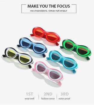 Висококачествени Овални слънчеви очила, дамски слънчеви очила в малка рамки в ярки цветове, Мъжки и Женски Кръгли зелени нюанси UV400