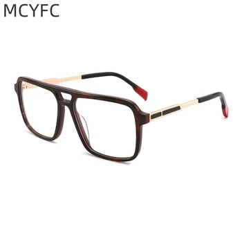 Реколта Рамки за Очила за Мъже от Ацетат + Метален Материал с Ръчно изработени в Стил Пънк Рамки за Очила за Жени с Геометричен Дизайн Очила