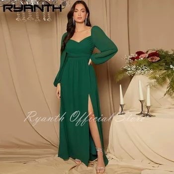 Выпускное рокля Ryanth с кръгло деколте в Дубай, дълги ръкави, вечерни рокли с дължина до щиколоток, Дамски официални рокли за рожден Ден, сватба, Арабия