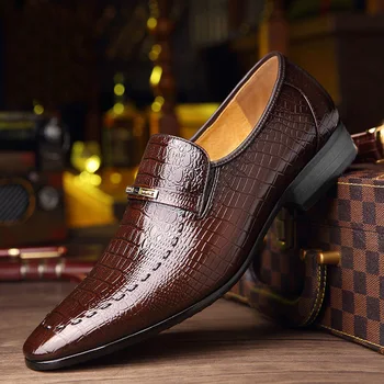 Нова мъжки ежедневни обувки, класически обувки от тисненой на кожата с ниско деколте, удобни бизнес модела обувки, лоферы 667