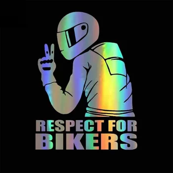 1 бр. стикер за мотоциклет, автомобил, стикер за мотоциклет, сменяеми етикети, 3D светлоотразителни стикери, етикети Уважение към байкерам