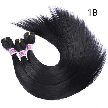 Копринено директни синтетични снопчета коса, с дълги прави зърна черен Цвят на косата Разширения за cosplay за черни жени