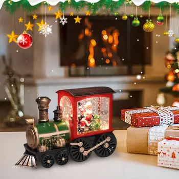 Влак със снежна топка, с блеснали Снежна топка, Декоративен влак Дядо Коледа, вътрешни и външни декорации за всекидневна, офис, градина
