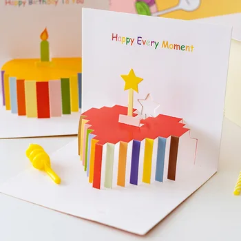 Поздравителна картичка честит рожден Ден в плик, 3D Торта за рождения Ден на Поп поздравителни картички, поздравителни картички, покани за парти, подаръци, декорации