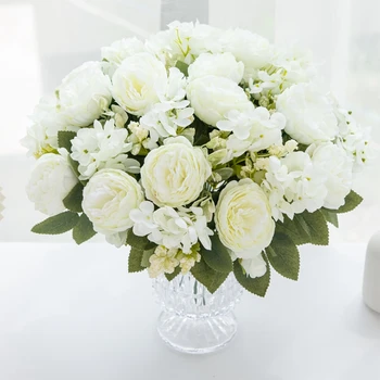 7 вилици висококачествен изкуствен цвете Дворцовата Хортензия Персийски Роза за сватбен декор домашна Договореност Коледна Гирлянда