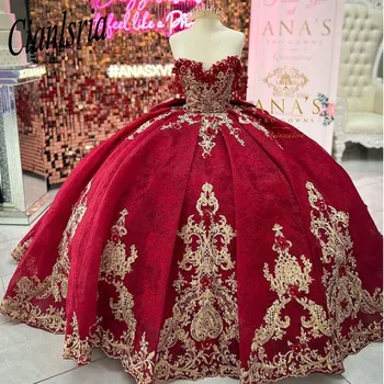 Червена бална рокля във формата на сърце, Пищни рокля с аппликацией, рокля за парти по случай рожден Ден, рокли за абитуриентски бал с пискюли, Vestido De 15