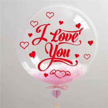 Стикер на балон Червена обичам те Бобо Прозрачен стикер на балон Сватбена украса в Деня на Свети Валентин, рожден Ден