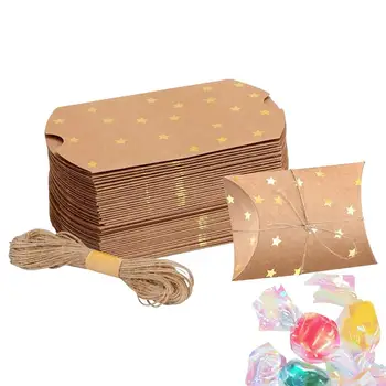 Кутии за съхранение на подаръци от крафт-хартия Опаковъчна кутия от крафт-хартия за ръчна работа с принтом във формата на звездички Кутия бонбони за партита