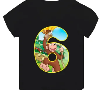 Дрехи за момчета от сладък маймунката и анимационни модел, детска тениска с номер на рождения ден на от 1 до 8 години, тениски за малки момичета