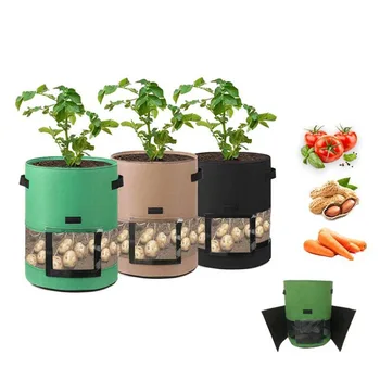 Чанта за отглеждане на новия картофи с прозорец, гърне за домашна градина, чанти за отглеждане на зеленчуци в оранжерии, вертикална градина чанта jardin, сеялка