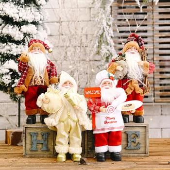 Коледна Кукла На Дядо Коледа Декоративна Настолна Постоянна Поза На Дядо Коледа Е Коледен Раница На Дядо Коледа Украса Кукли Нова Година