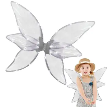Електрически Светещи крила на пеперуда, костюм на Фея принцеса с крила на Ангел за детски рожден ден, декорация за Хелоуин