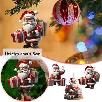 3ШТ Акрилни Мини Дядо Коледа Сладък Cartoony Старецът Коледа Виси Коледно Дърво за Украса на Празника