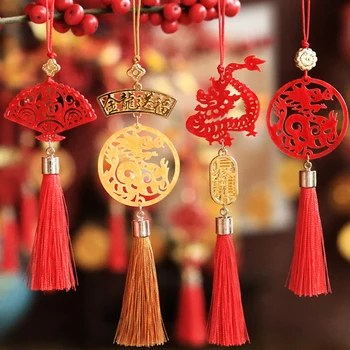 6шт 2024 празника на Автомобилни Висящи украшения Окачване-талисман на Годината на Дракона за Китайски Подарък за Нова година За вътрешна декорация