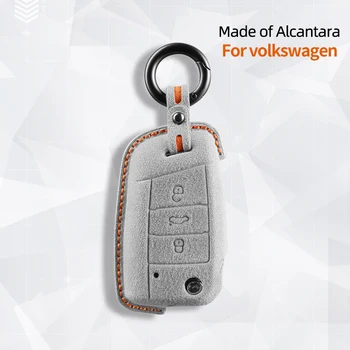 Калъф за ключове от кола от Алькантары, Ключодържател за Volkswagen Golf 7 Gti Mk7 Touran Passat, Santana Scirocco Beetle