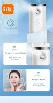 Нано-спрей за хидратация, Мини Акумулаторна батерия за преносим ръчен отпариватель за лице, хидратиращ Козметичен инструмент за грижа за кожата